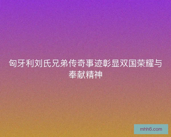 匈牙利刘氏兄弟传奇事迹彰显双国荣耀与奉献精神